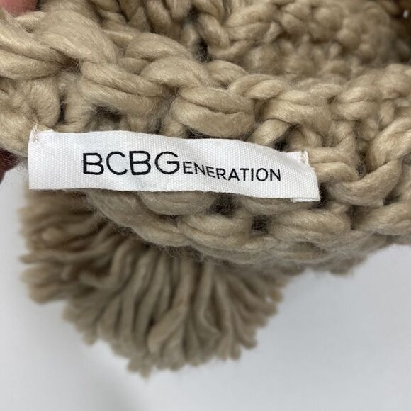 BCBGeneration Tan Chunky Pom Pom Knit Beanie - Picture 7 of 12